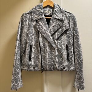 Alice & Olivia Cody Snake Print Leather Jacket - M